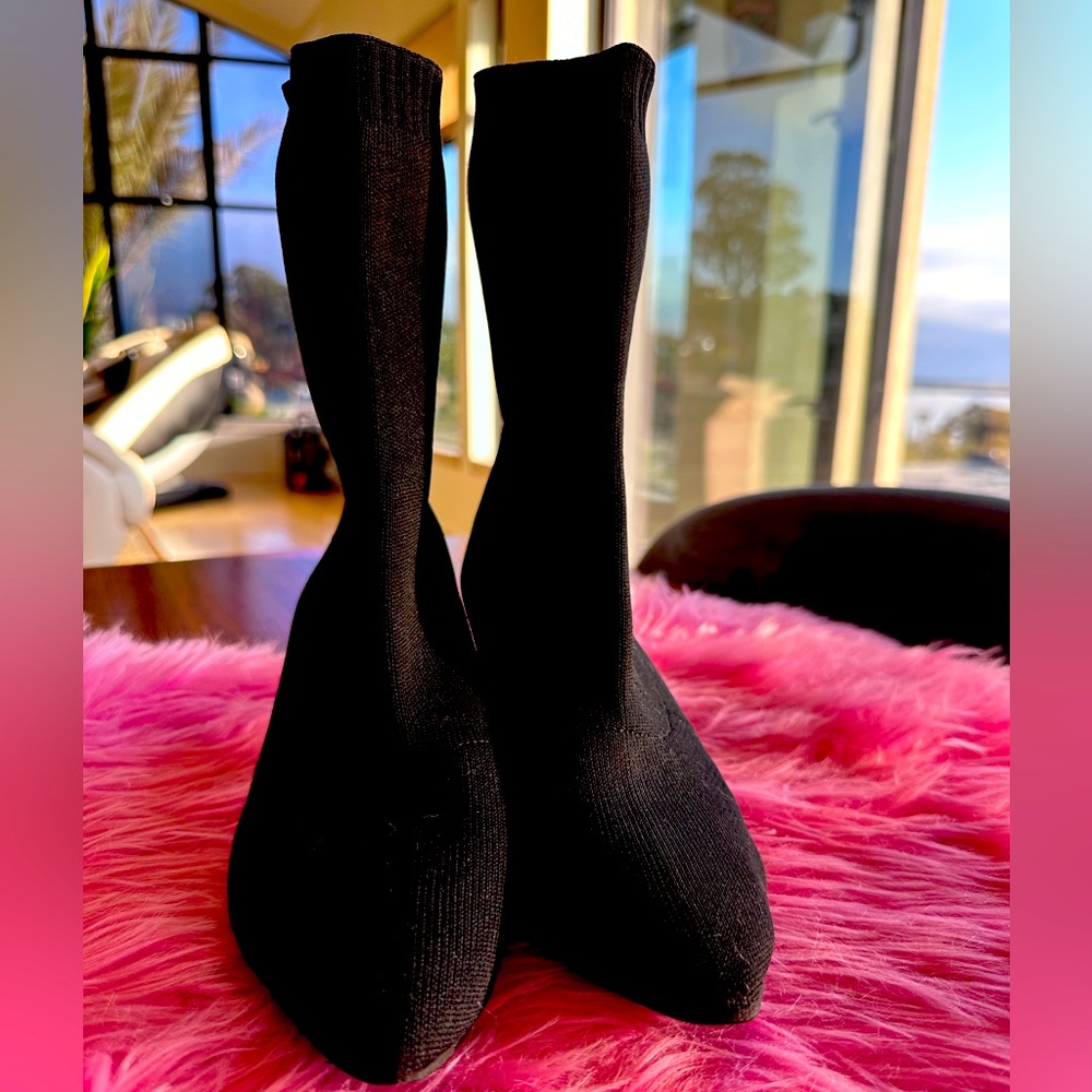 Zara sock like ankle boot with silver metallic like heel